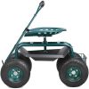VEVOR Garden Cart Rolling Workseat with Wheels, Gardening Stool for Planting, 360 Degree Swivel Seat, Wagon Scooter with Steering Handle & Utility Too
