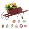 Wooden Wagon Planter With 9 Magnetic Accessories For Garden Yard
