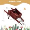 Wooden Wagon Planter With 9 Magnetic Accessories For Garden Yard