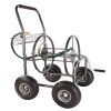 Portable Garden Hose Reel Cart with Storage Basket, Rust Resistant, Heavy Duty, 4 Wheels