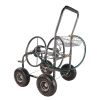 Portable Garden Hose Reel Cart with Storage Basket, Rust Resistant, Heavy Duty, 4 Wheels