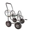 Portable Garden Hose Reel Cart with Storage Basket, Rust Resistant, Heavy Duty, 4 Wheels