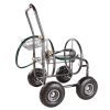 Portable Garden Hose Reel Cart with Storage Basket, Rust Resistant, Heavy Duty, 4 Wheels