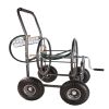 Portable Garden Hose Reel Cart with Storage Basket, Rust Resistant, Heavy Duty, 4 Wheels