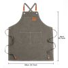 Xemussa Chef Aprons for Men Women with Large Pockets, Cotton Canvas Cross Back Heavy Duty Adjustable Work Apron, Size M to XXL