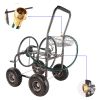 Portable Garden Hose Reel Cart with Storage Basket, Rust Resistant, Heavy Duty, 4 Wheels
