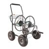 Portable Garden Hose Reel Cart with Storage Basket, Rust Resistant, Heavy Duty, 4 Wheels