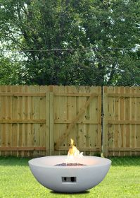 42 Inch Outdoor Concrete Propane gas Fire Pit bowl in Antique white color (Color: as Pic)