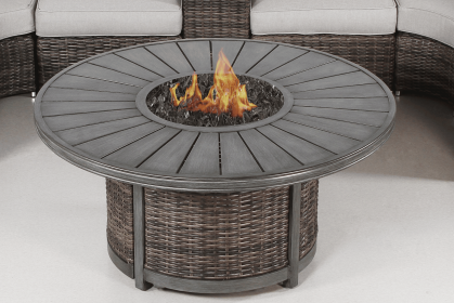25 H x 52 W Propane Outdoor Fire Pit Table (Color: as Pic)