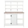 66" Large Outdoor Farmhouse Wooden Potting Bench Table, Garden Workstation with 2 Drawers, Cabinet and Open Shelves for Backyard, Mudroom